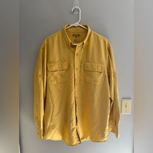 Duluth Trading Co Pale Yellow Long Sleeve Button Down Shirt Men’s SZ M Vented
